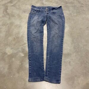 Meujada Jeans Womens Size 7 Medium Wash Low Rise Embroidered Skinny Denim Pants